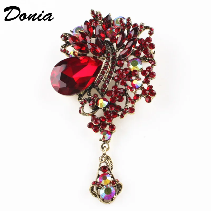 

Donia Jewelry New European and American Glass Flower Alloy Brooch High-Grade Water Drop Pendant Pin Fashion Clothing