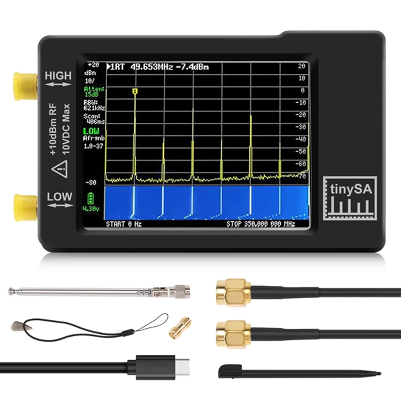 

Upgraded Tinysa Spectrum Analyzer,MF/HF/VHF UHF Input For 0.1MHZ-350MHZ And UHF Input For 240MHZ-960MHZ,Signal Generator