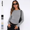 2025 Fall Winter New Fashion Women's T-shirt Fitted Casual Long-Sleeve Breathable Base Layer Tops Y2k Woman Clothing
