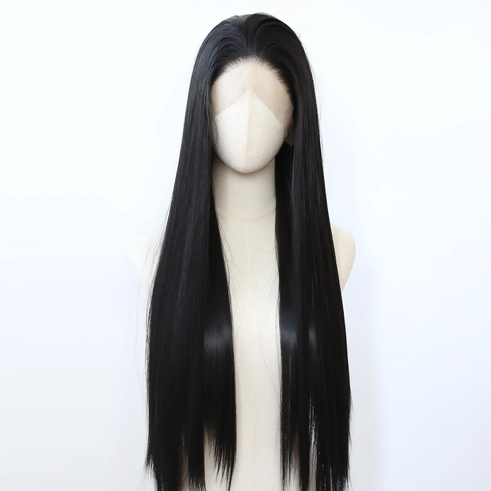 Synthetic Lace Front Wig Long Straight Jet Black Lace Front Synthetic Wig Pre Plucked Natural Hairline lace front wig
