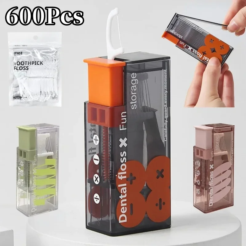 10Sets Portable Floss Holder Automatic Ejectable 10Pcs Floss Organizer Press-on Carry-on Disposable Flossing Sticks