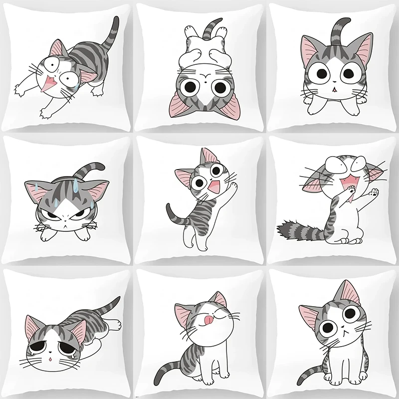 

45x45cm Funny Cute Cat Cushion Cover Cartoon Pet Pillowcase for Living Room Sofa Bedroom Home Decoration Pillowcase