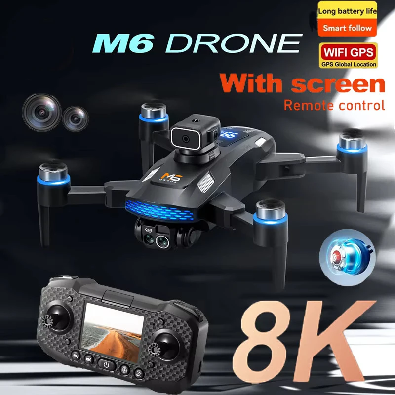 Drone M6 8K HD Double Caméra 5G WIFI FPV Moteur Sans Balais Évitement Obstacles