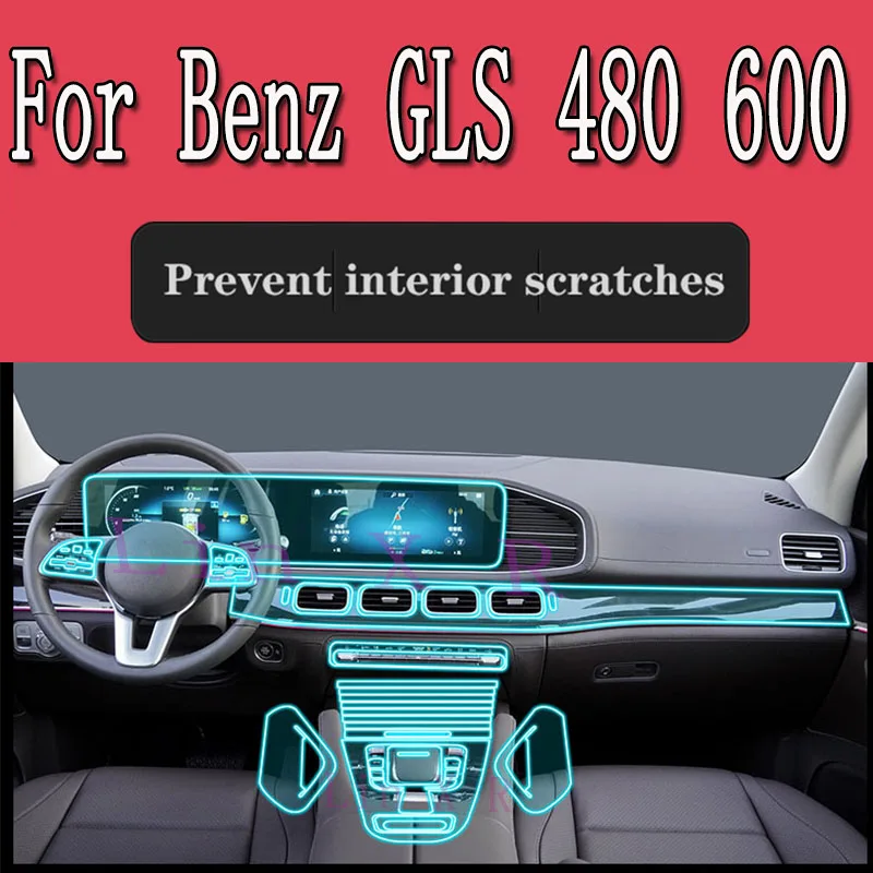 

For Benz GLS 480 600 2021-2022 Car Interior Center console Transparent TPU Protective film Anti scratch Accessorie Refit