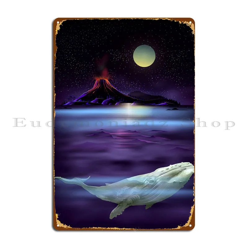 

Whale Metal Plaque Poster Rusty Wall Decor Living Room Iron Plaques Tin Sign Poster