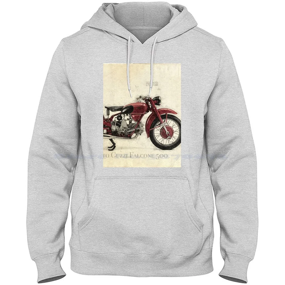 Moto Guzzi Falcone 500 100% Cotone Felpa Con Cappuccio Moto Guzzi Falcone Classic Motorcycle