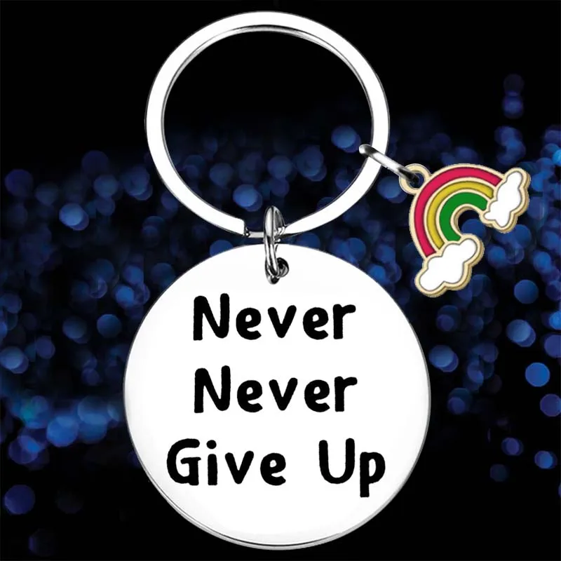 

Cute Cancer Awareness Gift Keychain Never Never Give Up Key Chain Pendant Cancer Awareness Gift