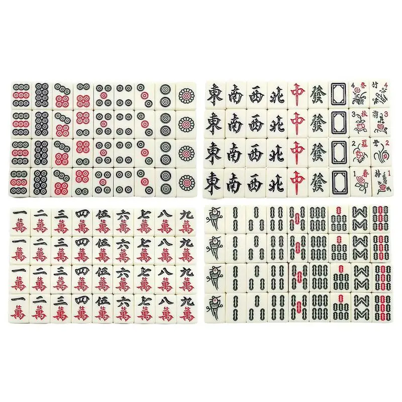 Chinese Mahjong Game Set 144 White Engraved Mini Tiles For Family Gathering For Chinese Style Game Play Family Leisure Time 4