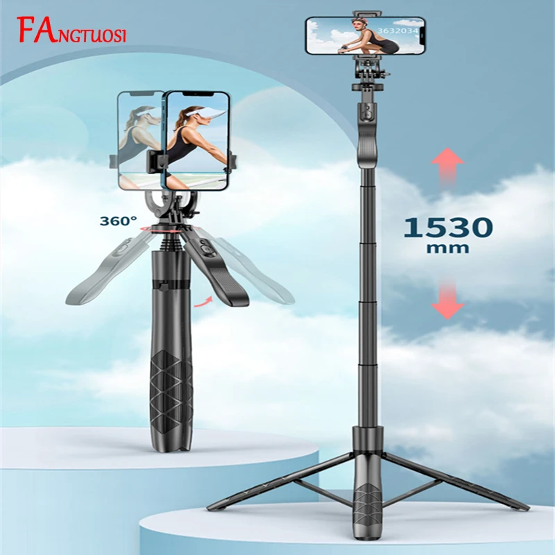 FANGTUOSI Wireless Selfie Stick Tripod Stand Foldable Monopod With Led