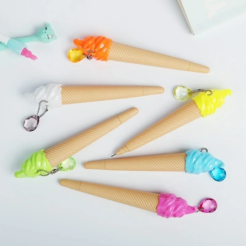 6er-Pack Eiscreme-Stifte, Cartoon-Schreibstifte, Niedliche Neutralstifte, Kindertagsgeschenk, 0,38 mm Neutralstift, Schulbedarf, Zufällige Farbe – Detail 8