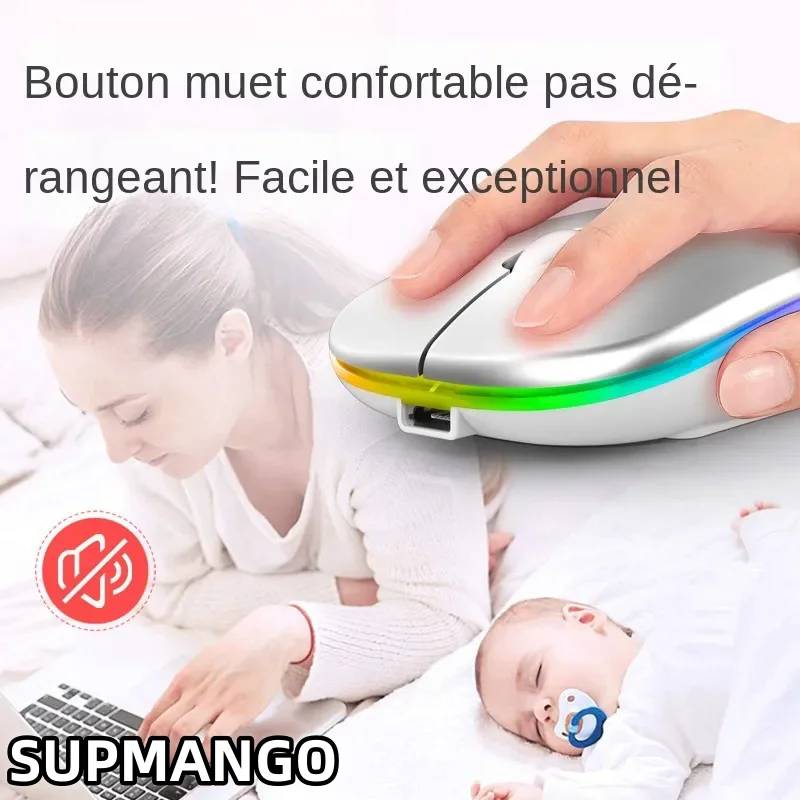 Rechargeable Wireless Mouse Single Mode USB 2.4 GHZ RGB 1600DPI Suitable for Laptop Tablet Macbook Game Players wireless mouse gaming mouse