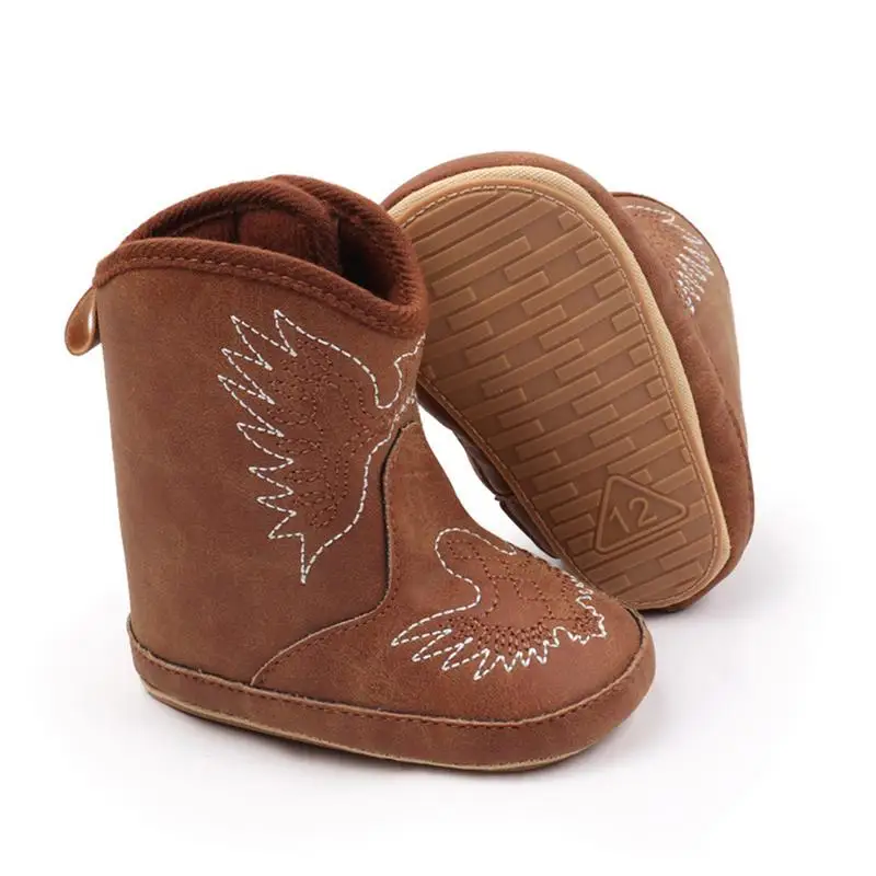 Mid Calf Leather Boots Cartoon Kids Cowboy Boots Soft Embroidered Fashionable Shoes For Daily Wear Holiday
