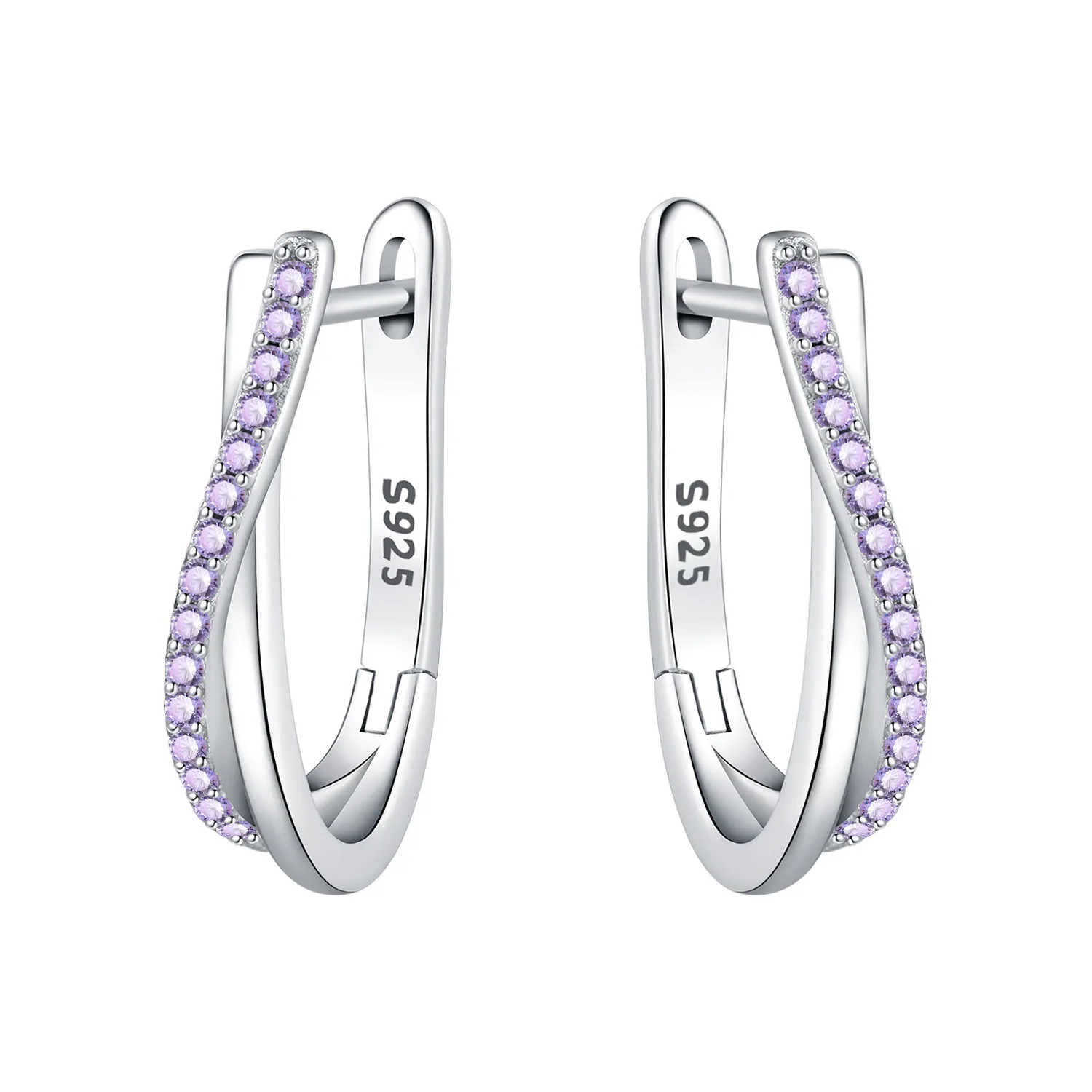 925 Sterling Silber Zweifarbige Gedrehte Ovale Huggie Creolen mit Grünen & Weißen Zirkonia Besetzten Ohrclips Eleganter Edel-Schmuck Geschenke – Detail 25