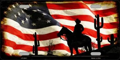 

American Cowboy License Plate Metal Tin Sign Picture Plaque for Art Wall Decor