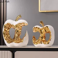 Gold-plated Apple Hollow Out Crafts Ceramic Sculpture Desk Decoration Ornaments Creative Apple Statue Room Aesthetic Decor 5