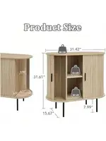 Fluted Buffet Sideboard Cabinet with Sliding Tambour DoorsAccent Oval Curved Storage Cabinet 31.5" Small Mid Century Mod 2