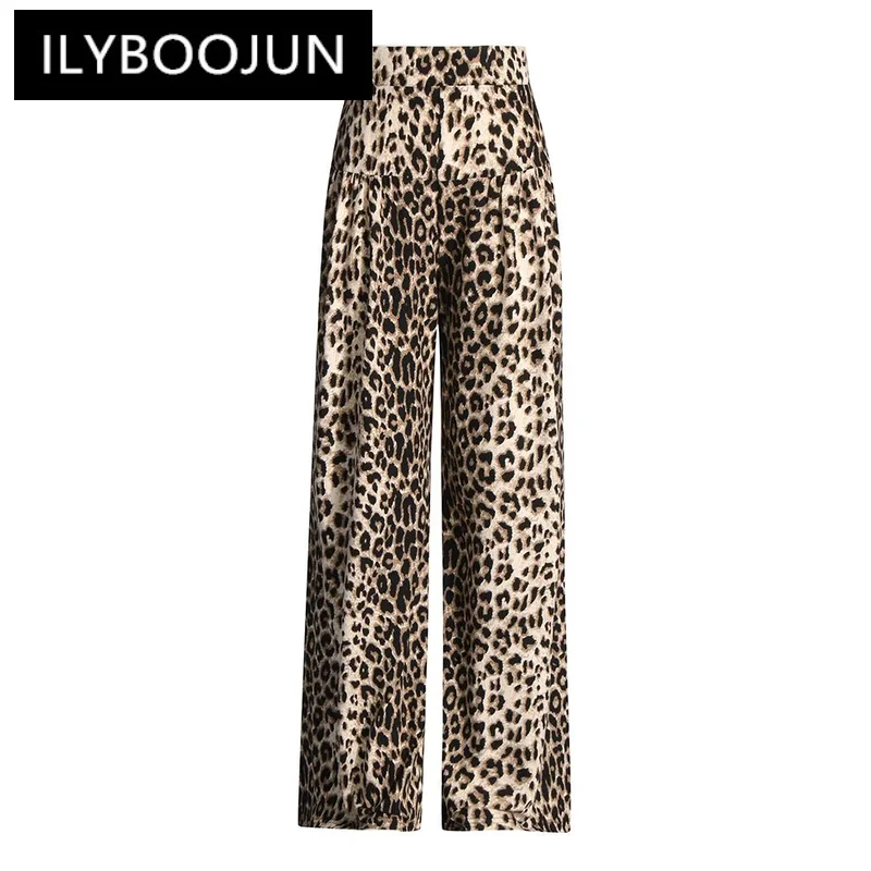 ILYBOOJUN Colorblock Leopard Loose Trousers For Women High Waist Patchwork Zipper Streetwear Wide Leg Pants Female Fashion