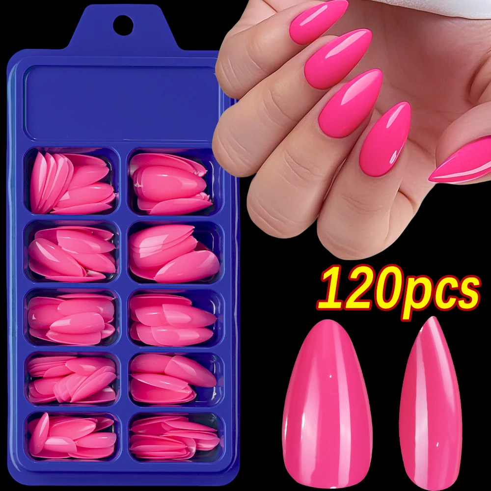 Elegant Almond Nude False Nails Set - 120 Premium Medium-Length Press-On Tips