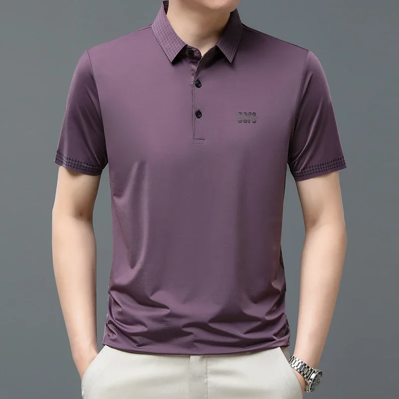 반팔 폴로 셔츠, 비즈니스 캐주얼 단색 하이 퀄리티 라펠, 남성 상의, 데일리 티셔츠