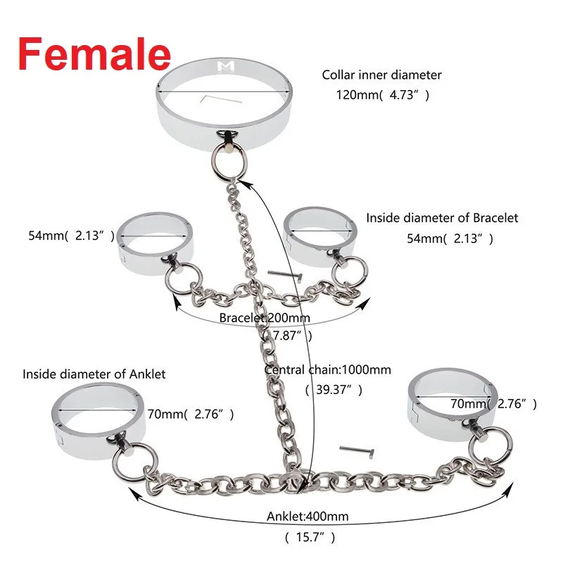 Set bondage in metallo con manette ceppi e collare di schiavitù_voghion.com