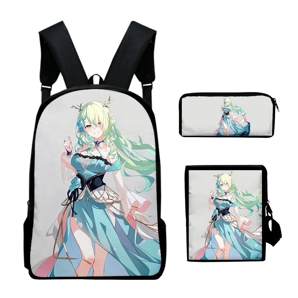 Hip Hop Youthful Hololive VTuber Ceres Fauna 3D Print 3pcs/Set Travel bags Laptop Daypack Backpack Shoulder Bag Pencil Case