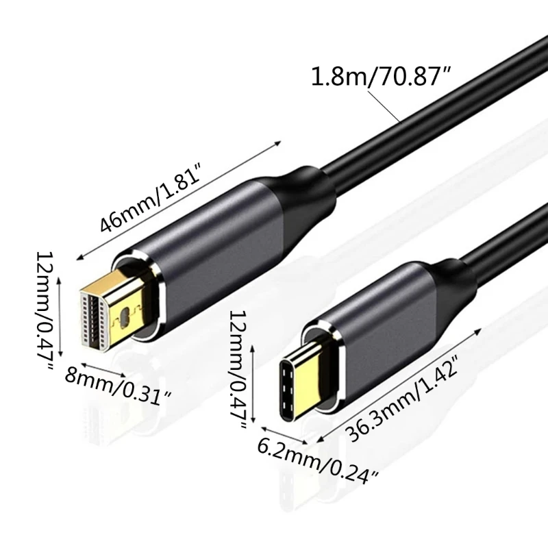 4K USB C-미니 DisplayPort 케이블 6FT 4K @60Hz DP-MacBook용 USB 케이블 드롭 배송