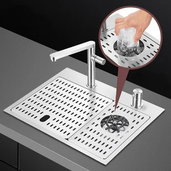 อ่างล้างจานสแตนเลสสำหรับห้องครัวแบบซ่อนขนาดเล็กใช้แปรงล้างถ้วย 2