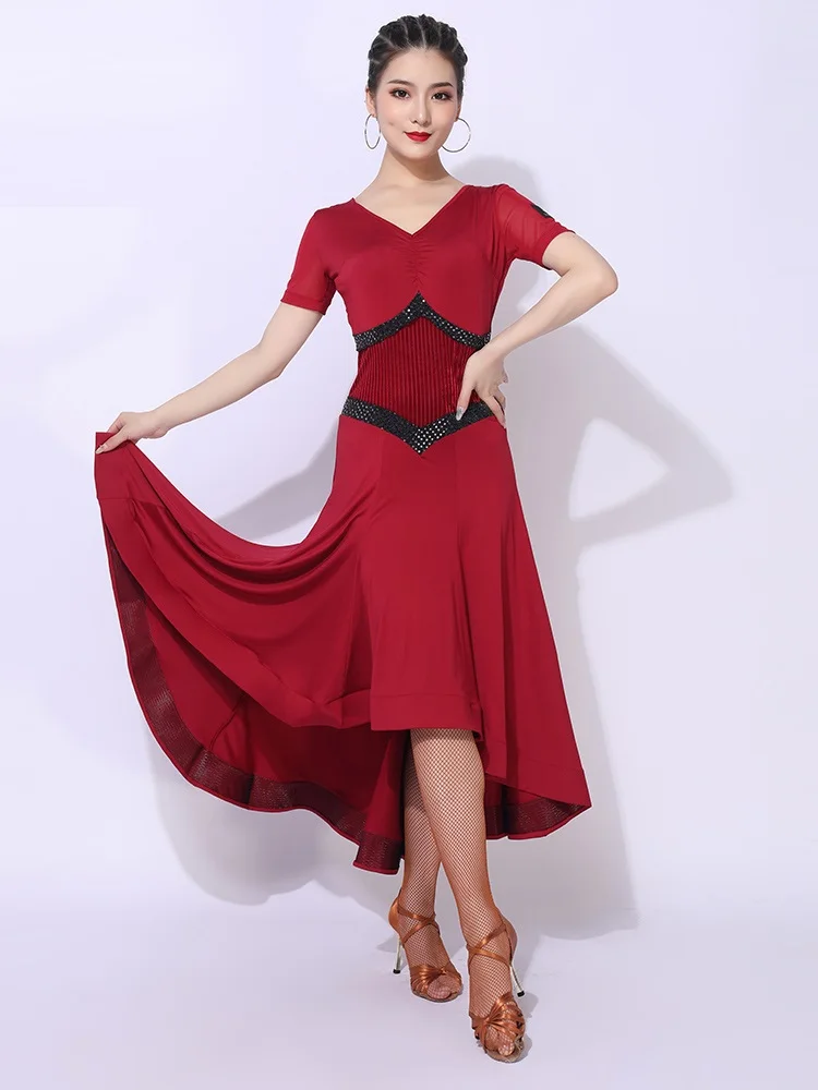 X208 Modern Ballroom Dance Dress Women Standard Ballroom Dress Tango Dance Costumes Waltz for Dancing Clothes Wear