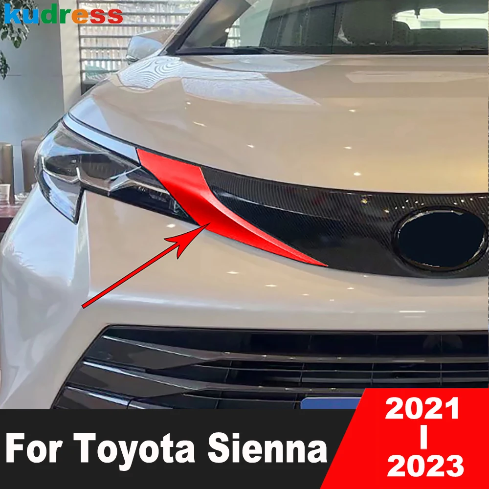 

Передняя Центральная решетка гриля, Накладка для Toyota Sienna 2021 2022 2023, карбоновые автомобильные передние гоночные решетки, молдинговые полосы, аксессуары