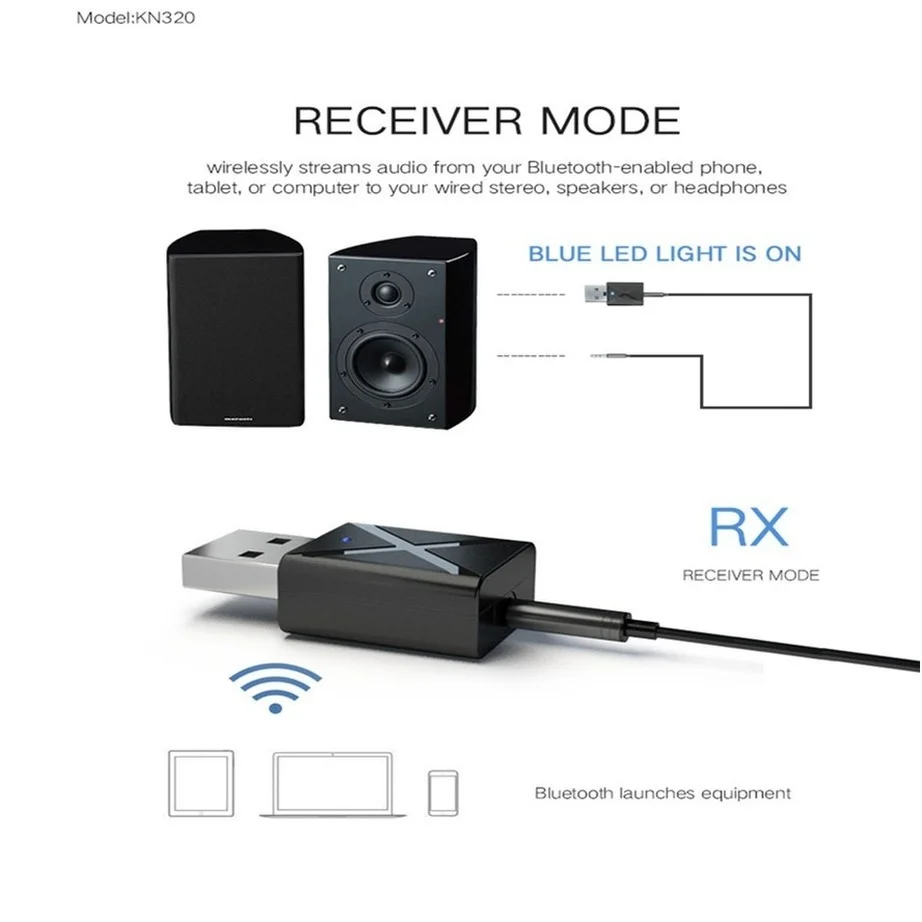 Bluetooth 5.0 Audio Transmitter Receiver Mini USB 3.5mm AUX Jack Stereo Music Wireless Bluetooth Adapter For PC TV Car Speaker bluetooth adapter,bluetooth audio receiver,bluetooth transceiver adapter,bluetooth aux adaptor