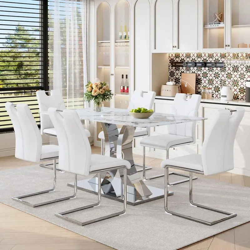 Glass Dining Table Chair Set 3