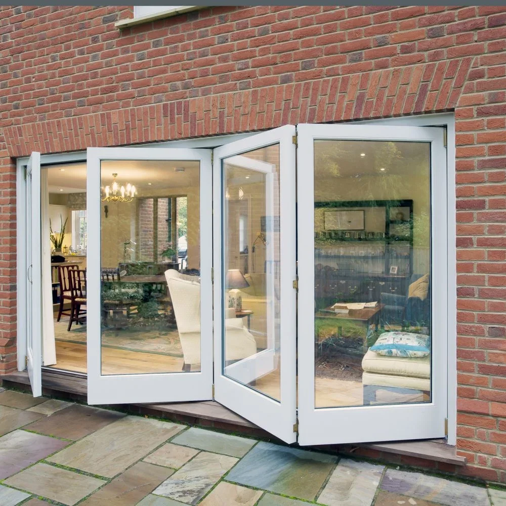 Outdoor Folding Door Waterproof Large View Bifold Door Impact Proof Thermal Break Aluminum Frame Glass Bi Folding Patio Doors