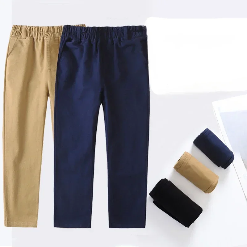 Black Navy Blue Khaki Children's Clothes Long Pants Spring Children's Navy School Uniform Student Suit Pants Boys Girls Clothes 2