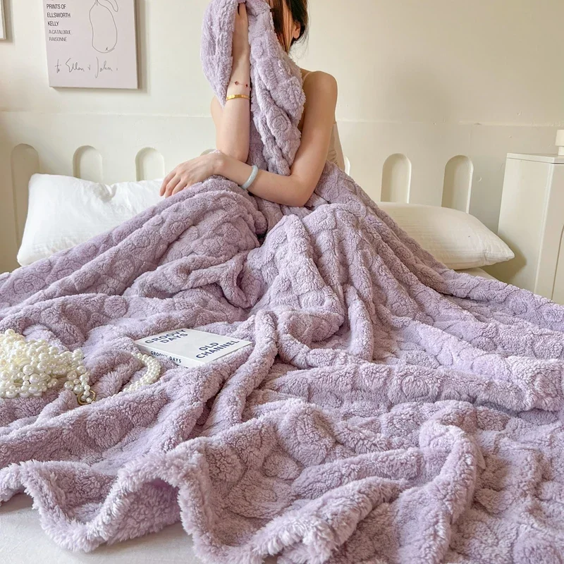 

Plaid Bed Blanket Children Adults Warm Winter Blankets And Throws Thick Wool Fleece Throw Sofa Bed Cover Duvet Soft Bedspread