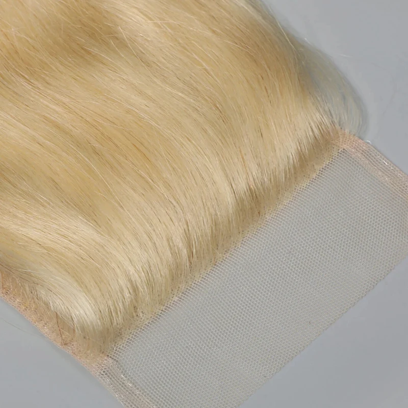 613 Blonde 4x4 Transparent Lace Closure Body Wave Closure Pre-Plucked 150% Density Brazilian Virgin Hair 10-18 Inch