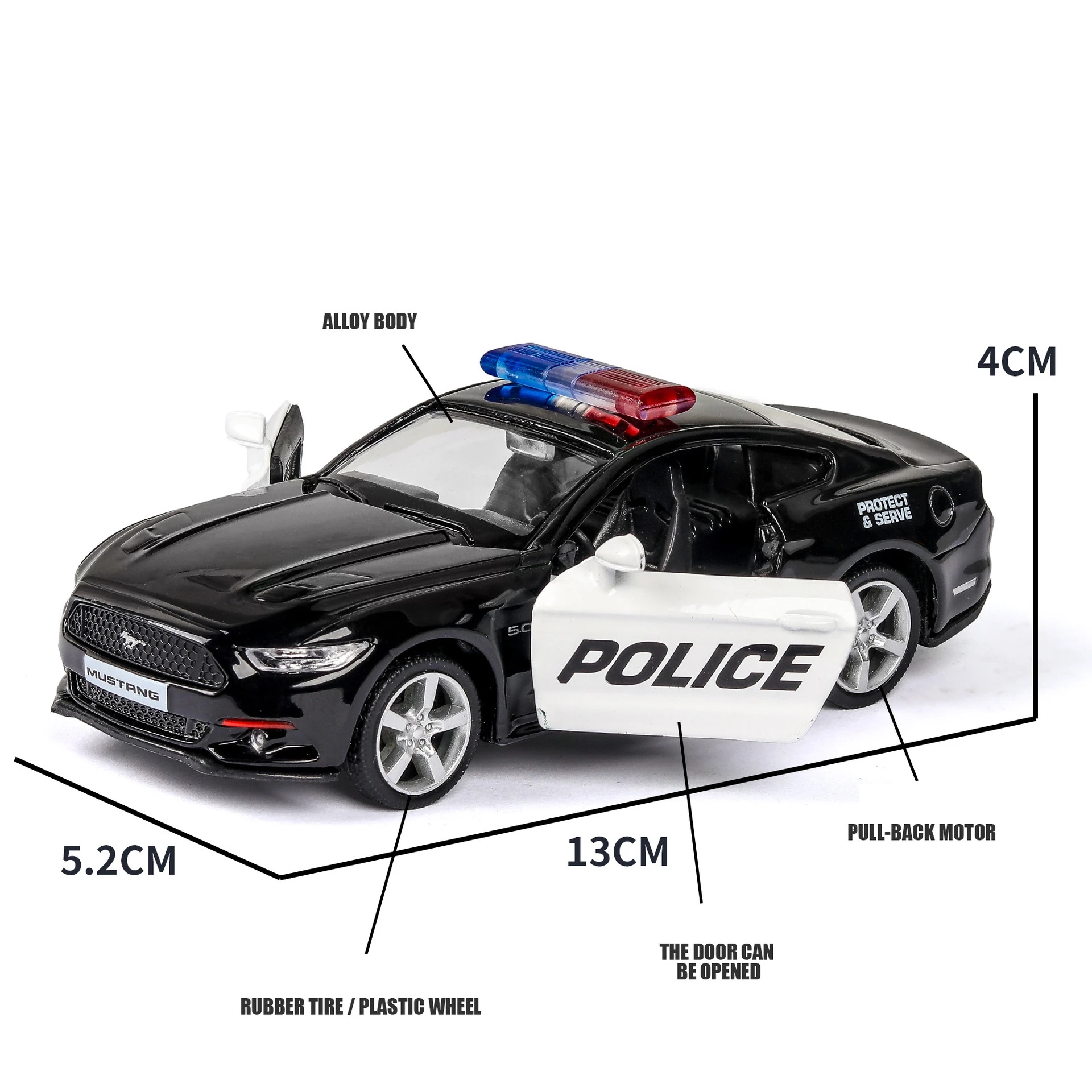 1/36 Ford Mustang GT Toy Car Model RMZ CiTY Diecast Super Sport Vehicle Pull Back Door Openable Collection Gift For Children Kid 2