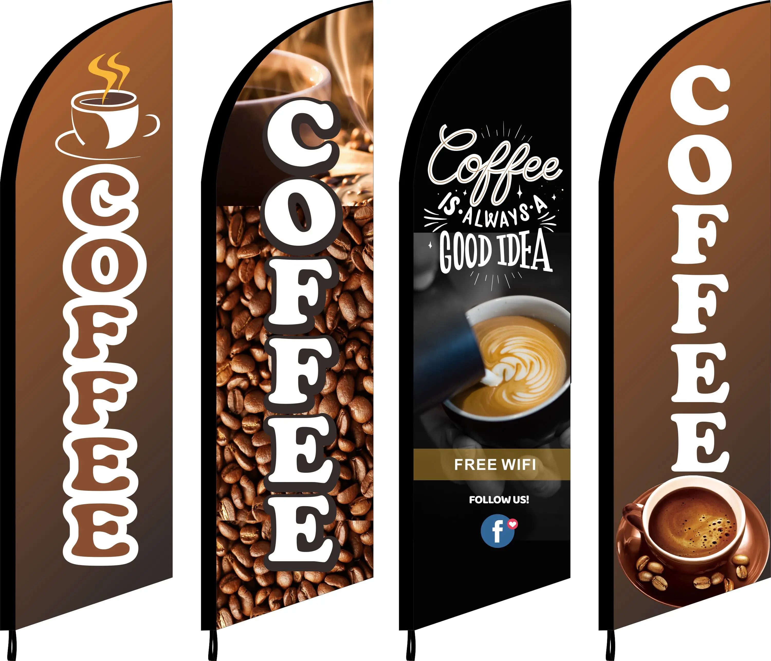 Pluma De Bandera Promocional Curvada En 350 Cm Con Bolsa De Agua Modelo