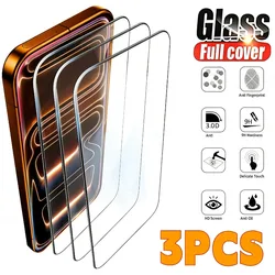 Premium 3 - Pack Curved Full Cover Tempered Glass Screen Protectors - iPhone 15 Plus (Transparent)