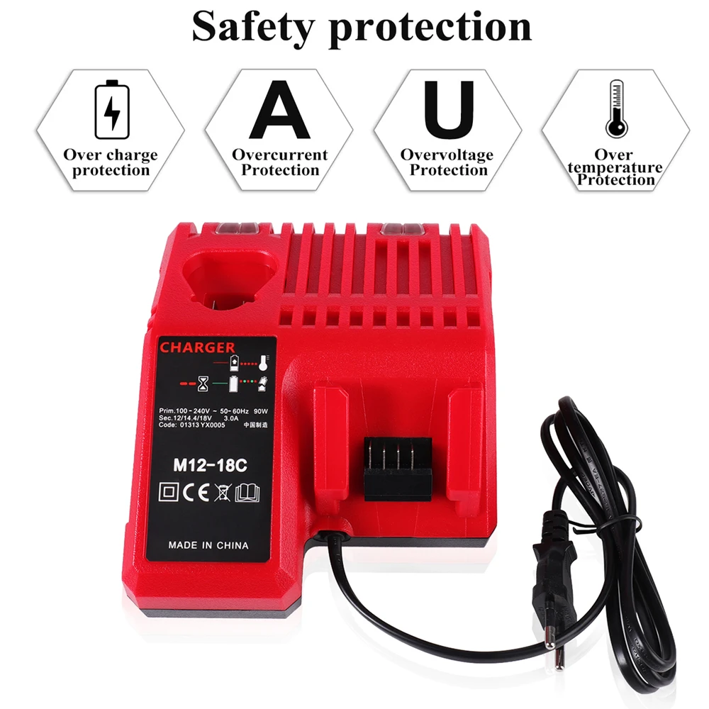 Battery Charger M12 M14 M18 For Milwauke 14.4V 18V 10.8V 12V Li-ion Battery 48-11-1815 48-11-1820 48-11-1840 48-11-1850 48-11-1828