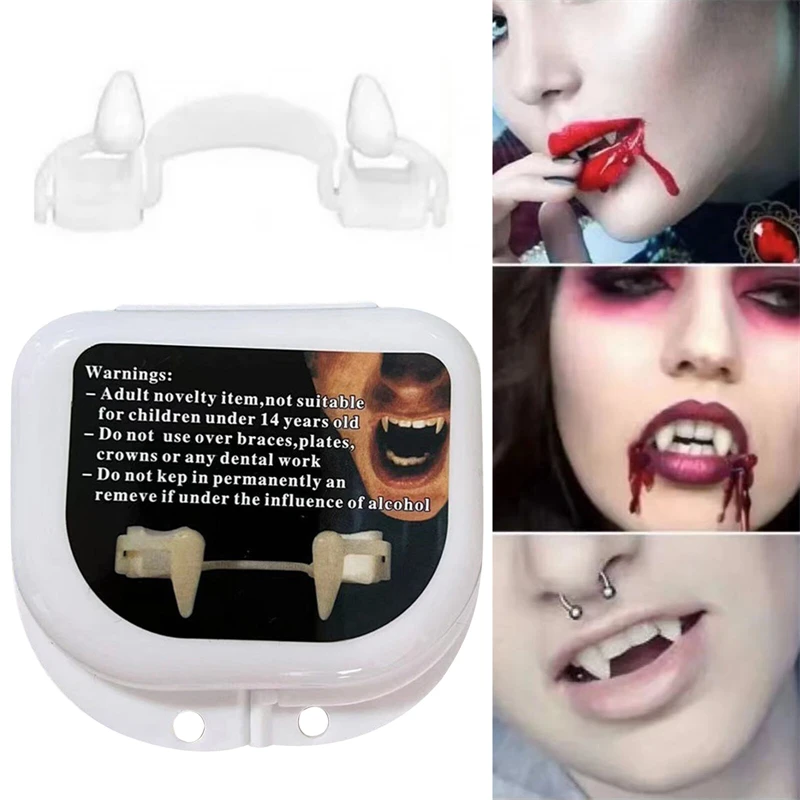 1 Box Halloween Teeth Retractable Vampire Fangs Diy Cosplay Zombie