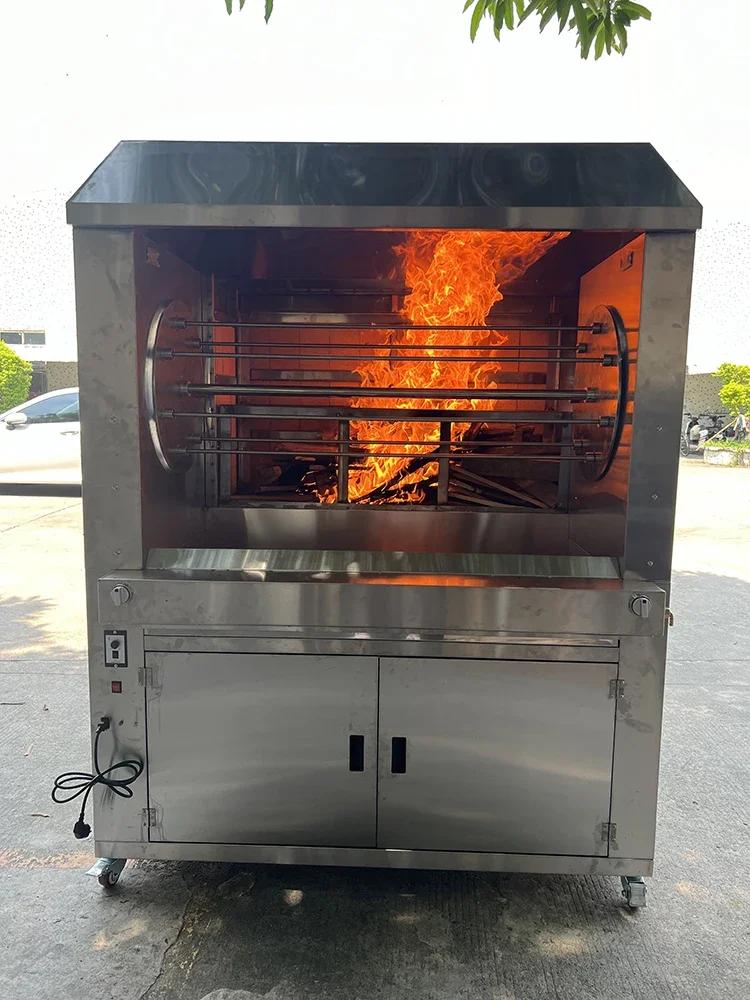 Stainless Steel Grilled Oak Firewood Chicken Roaster Bbq Grill Automatic Charcoal Rotisserie Oven 2