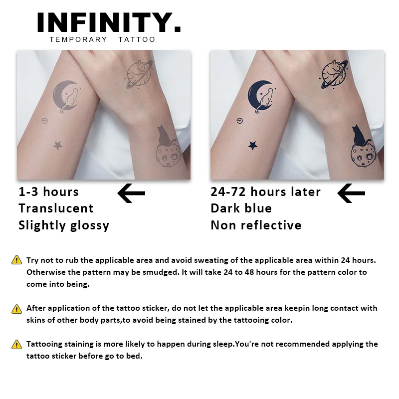 Cute Cat Planet temporary tattoo sticker, waterproof magic tattoo, lasts to 8-15 days fake tattoo, semi permanent tattoo