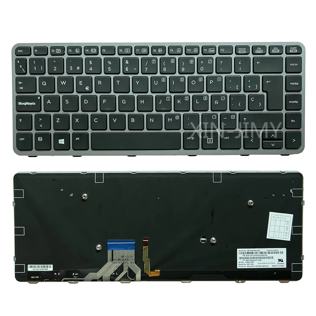 Tastiera Retroilluminata Spagnola 1040 G1 Per Hp Elitebook Folio 1040 G1 1040 G2 739563-001 739563001 Mp-13A1 Laptop Nero Sp/La