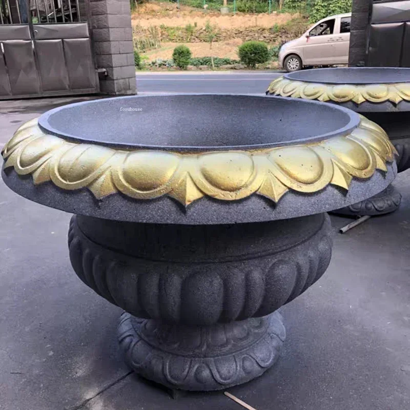 Round Flower Pot Mold Cement Pot Homemade Extra Large Bonsai Model Flower Box Balcony Column Decoration Template Accessories
