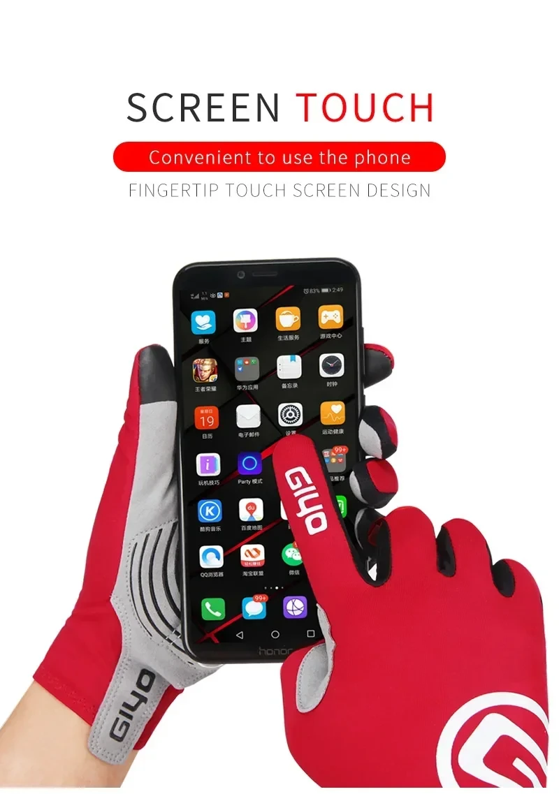 GIYO Cycling Gloves Full Finger Anti-Slip for MTB Road Bike