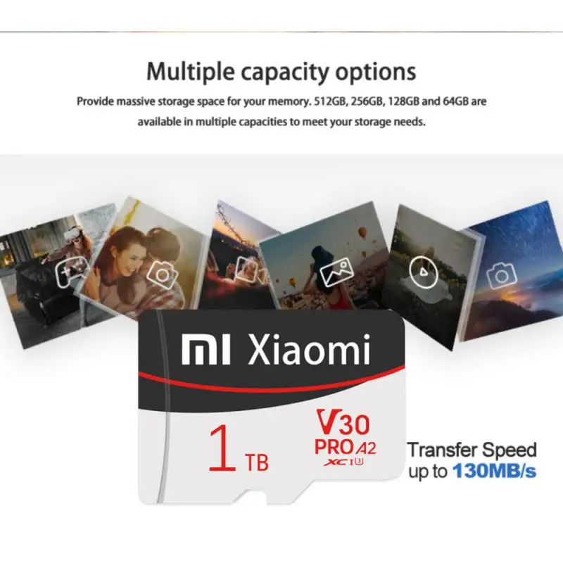 샤오미 고속 플래시 메모리 카드, 안드로이드용 확장 스토리지, XC TF 카드 A2, V30, 1TB 메모리 카드, A2, 512GB