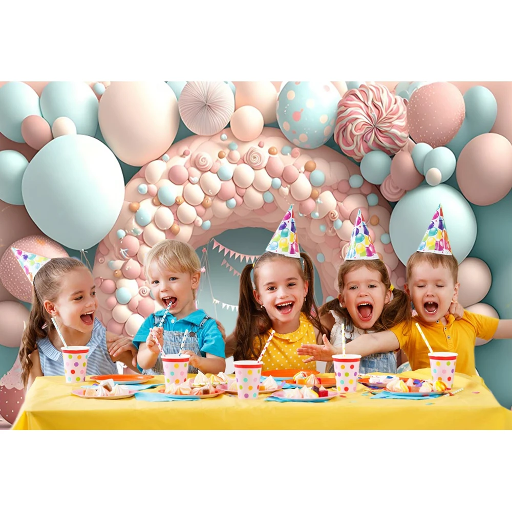 Photo Backdrop AI Balloon Baby 1st Birthday Backdrop Photography Newborn Shower Party Table Decor Baby Photo Photographic Cake Smash Background