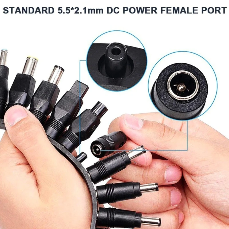 

41pcs All in One Laptop Charging Adapters Set DC5521 5525 Plugs Adapters for Travel and Replacement Parts P9JB