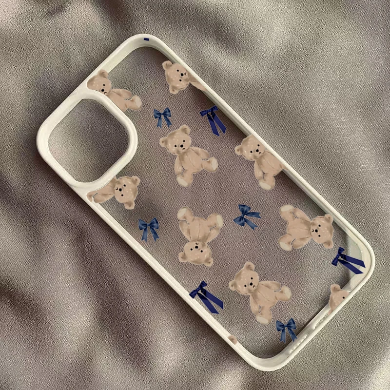 Charming Teddy Bear Bowknot Phone Case - Adorable Design with Enhanced Protection
