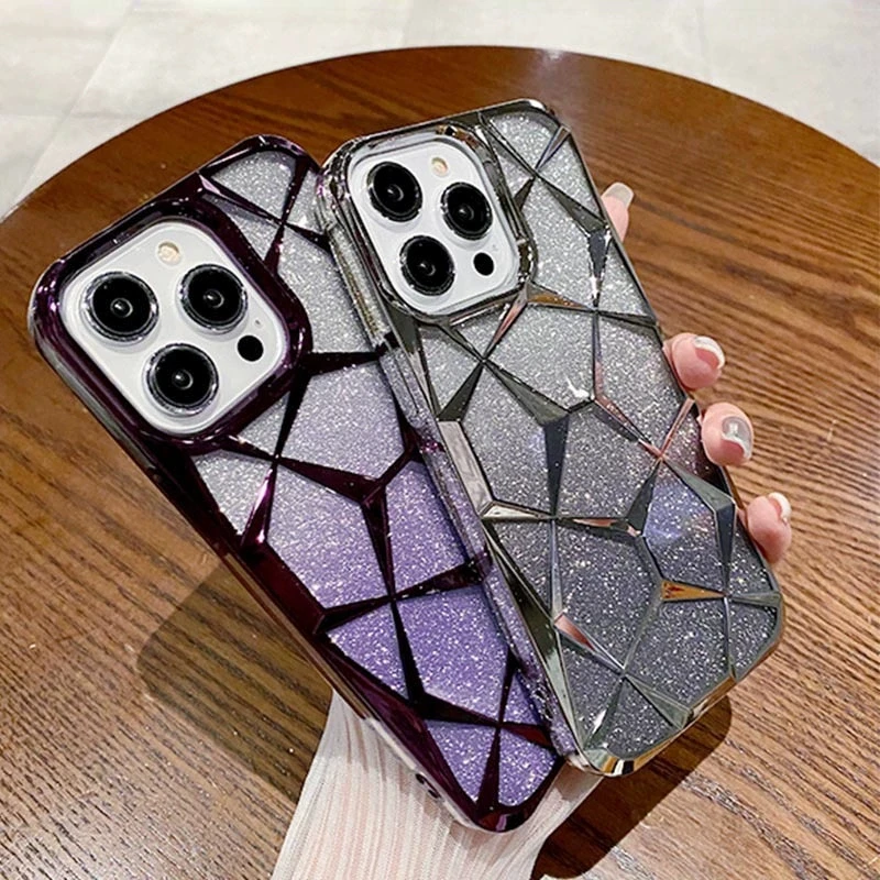 Gradient Glitter Plating Back Cover Phone Case